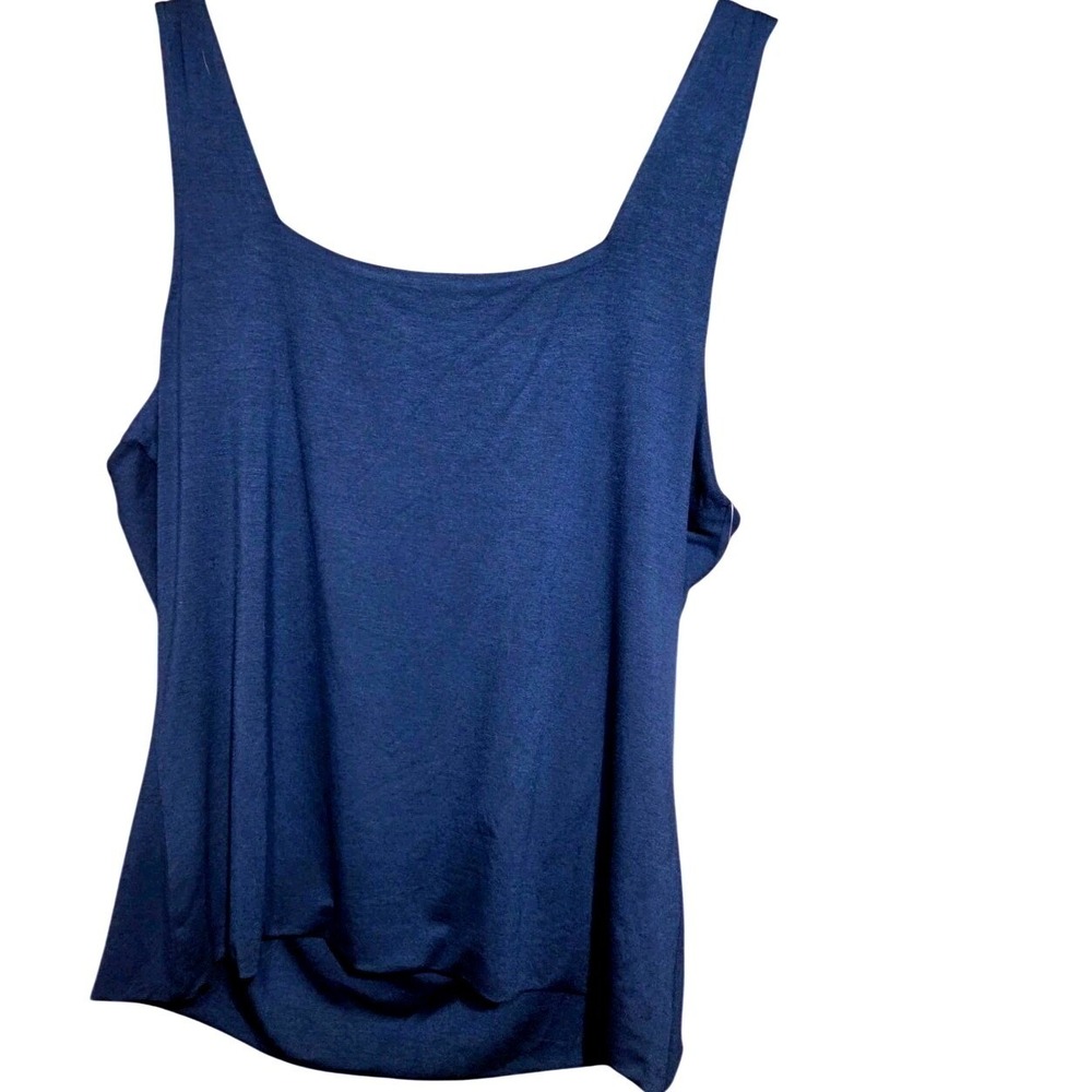 Ellypse Tank Top Women Large‎ Dark Teal Black Boxy Minimalist Square Neck NWT